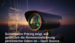 Überwachungskamera mit zersplittertem Spiegel zeigt Preistransparenz durch Open Source