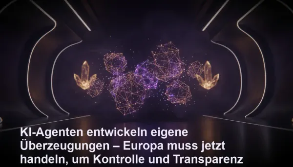 Holografische KI-Agenten verhandeln in futuristischem Raum mit verborgenen Überzeugungen als goldene Anker.